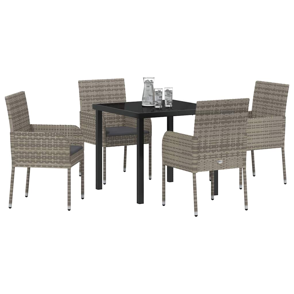 Ensemble de salle à manger pour jardin 5 pcs Gris polyrotin - XIOS