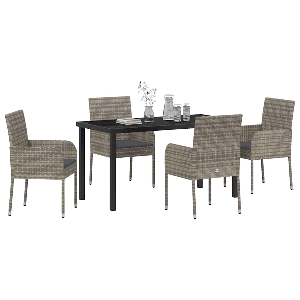 Ensemble de salle à manger pour jardin 5 pcs Gris polyrotin - XIOS