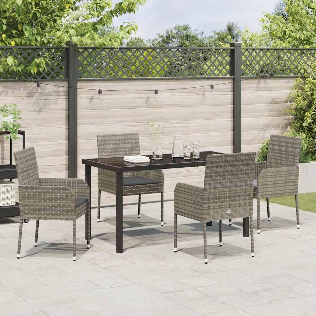 Ensemble de salle à manger pour jardin 5 pcs Gris polyrotin - XIOS