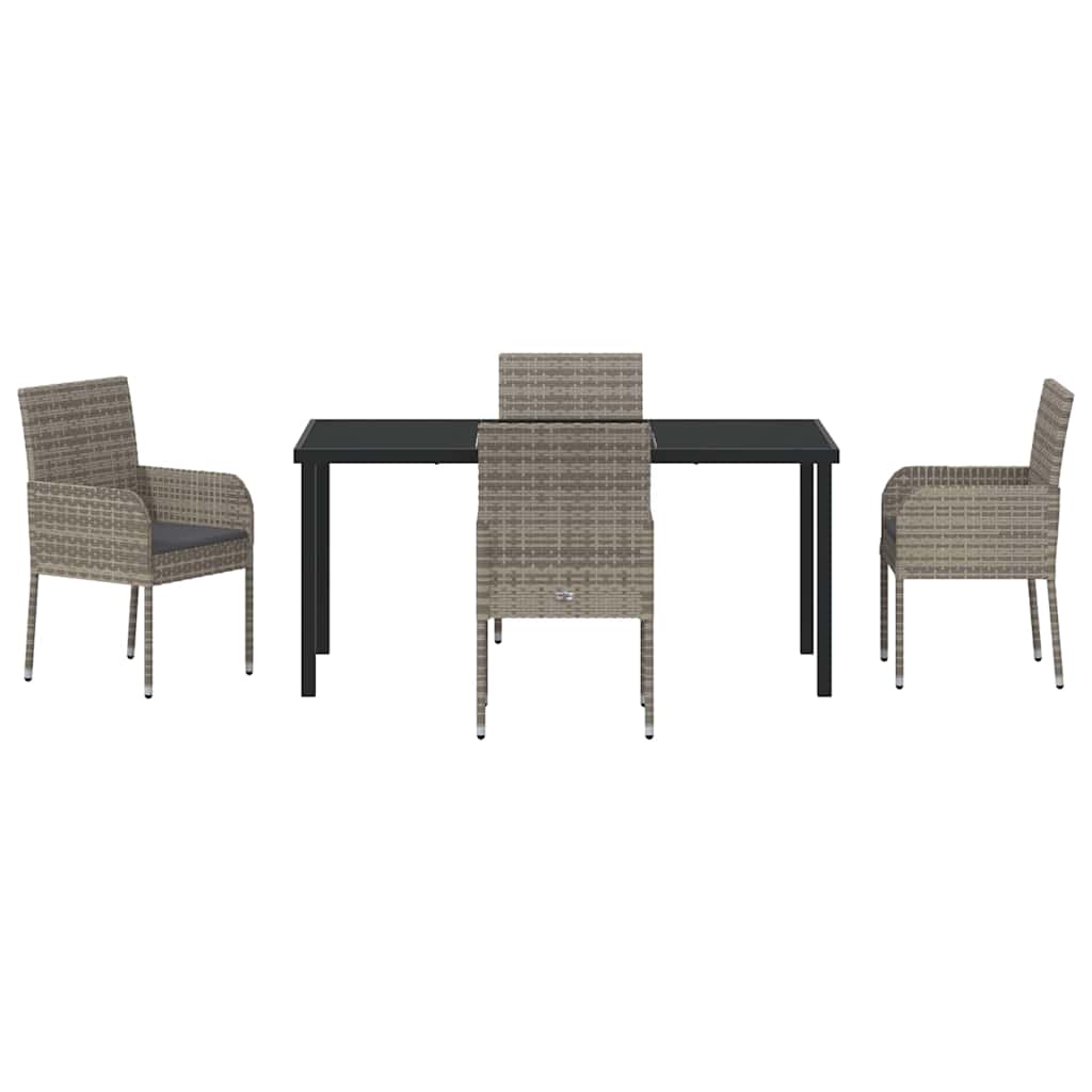 Ensemble de salle à manger pour jardin 5 pcs Gris polyrotin - XIOS
