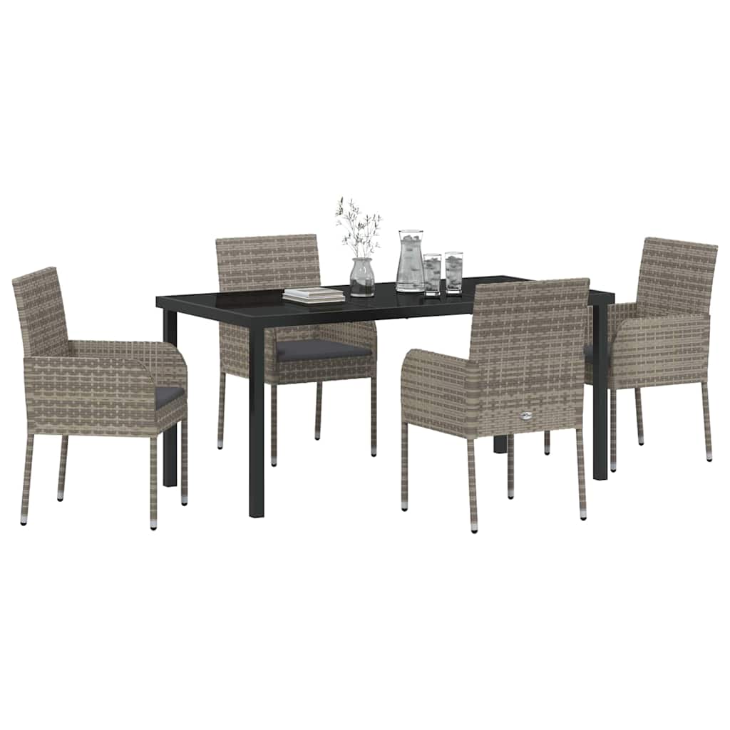 Ensemble de salle à manger pour jardin 5 pcs Gris polyrotin - XIOS