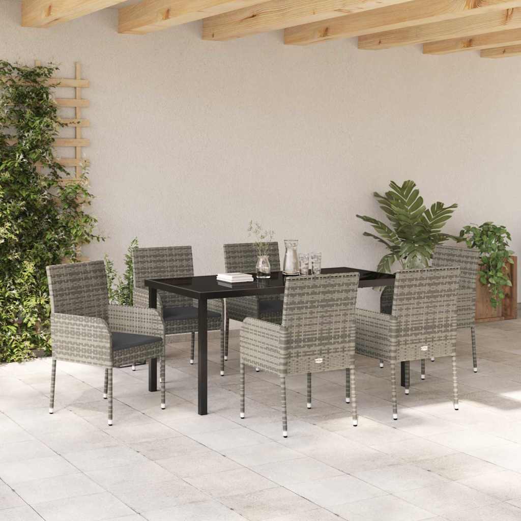 Ensemble de salle à manger pour jardin 7 pcs Gris polyrotin - XIOS