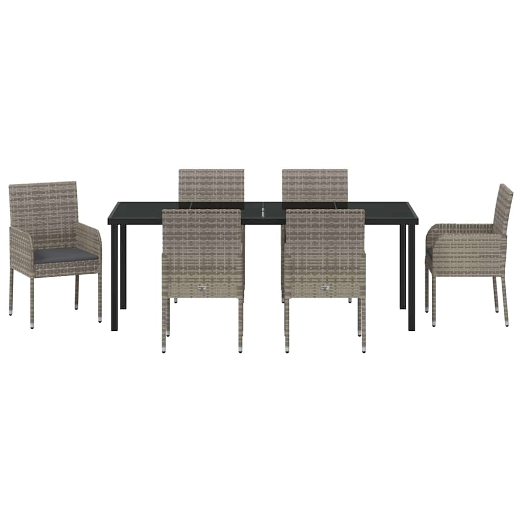 Ensemble de salle à manger pour jardin 7 pcs Gris polyrotin - XIOS