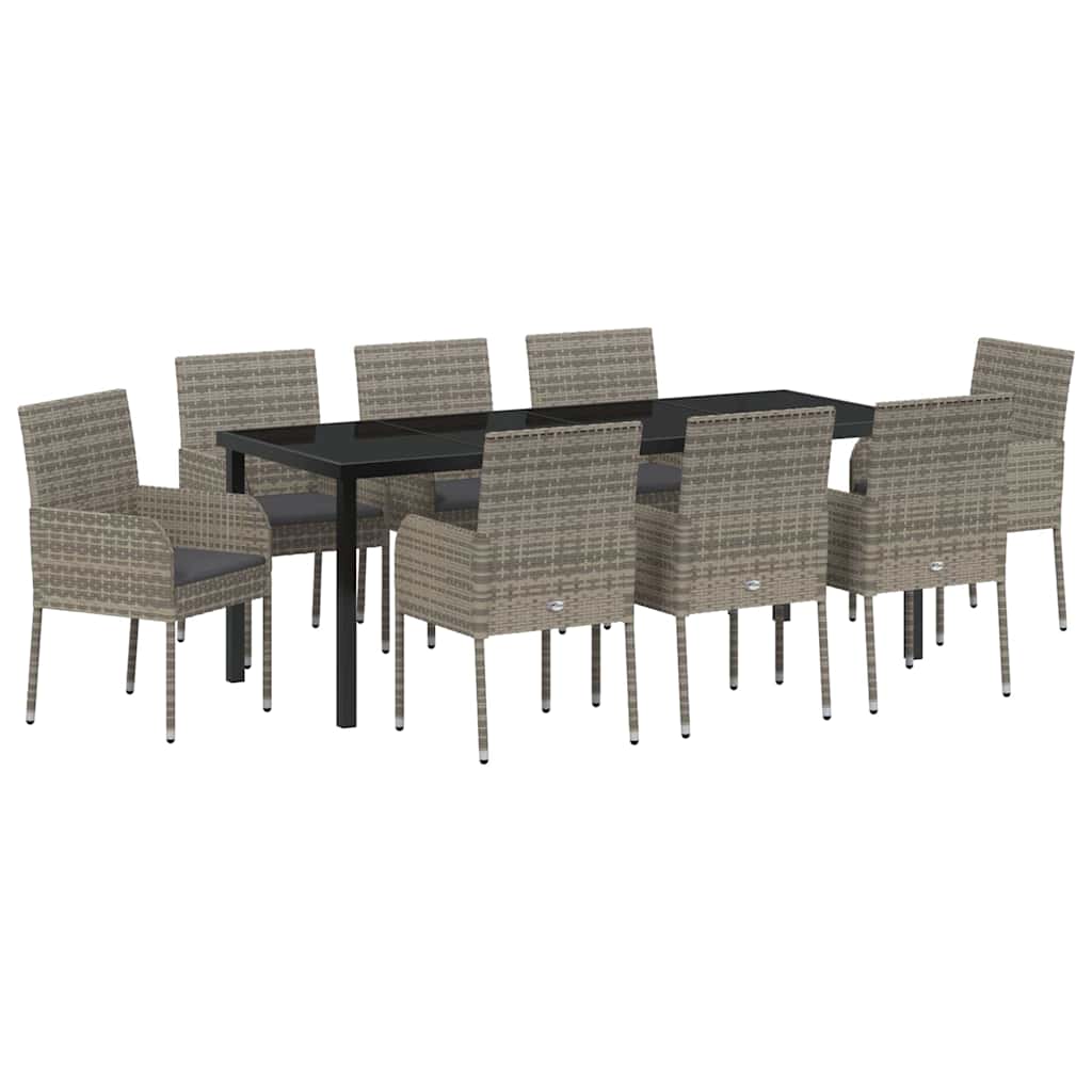 Ensemble de salle à manger pour jardin 9 pcs Gris polyrotin - XIOS