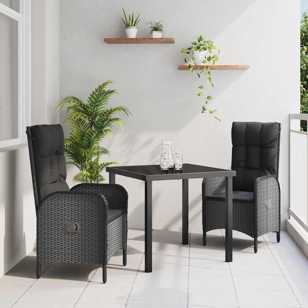 Ensemble de salle à manger pour jardin 3 pcs Noir polyrotin - XIOS