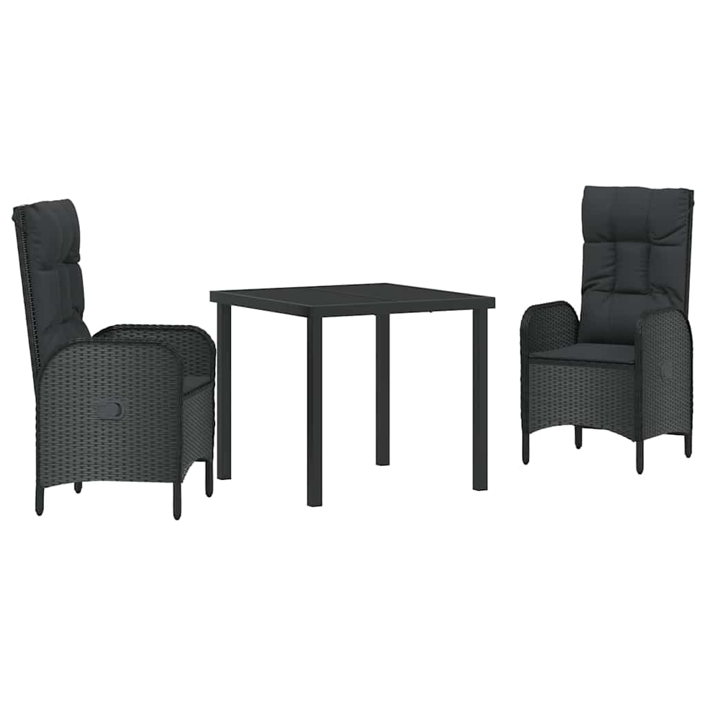 Ensemble de salle à manger pour jardin 3 pcs Noir polyrotin - XIOS