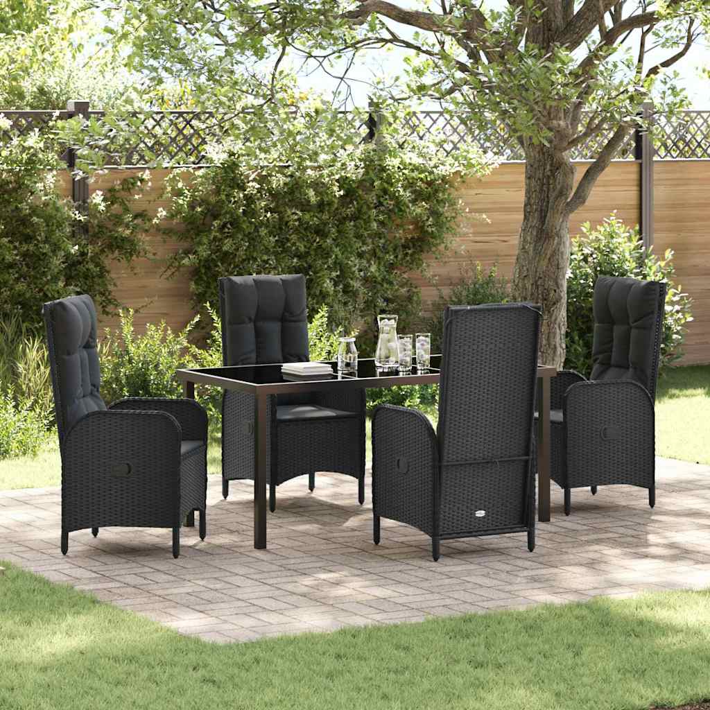 Ensemble de salle à manger pour jardin 5 pcs Noir polyrotin - XIOS