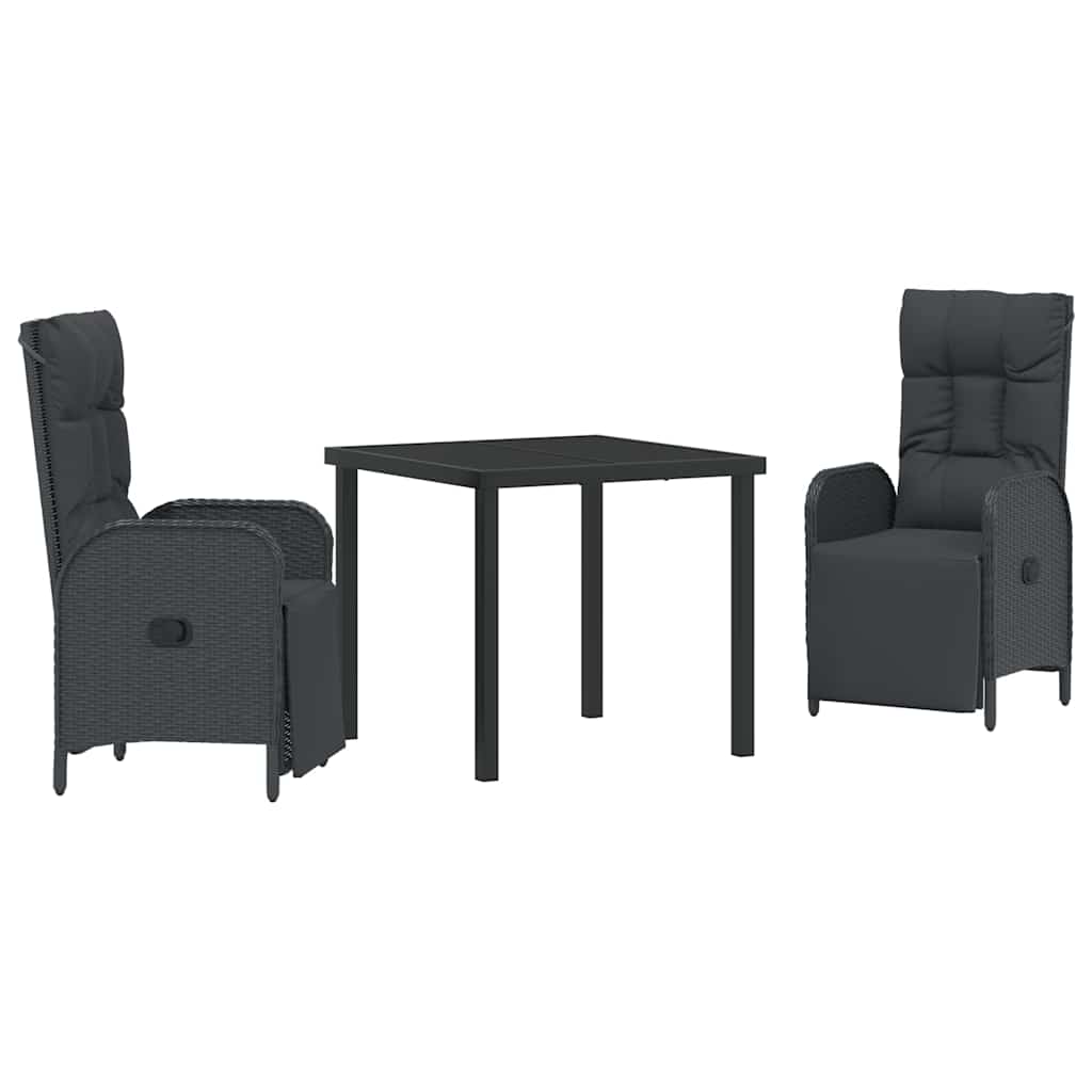 Ensemble de salle à manger pour jardin 3 pcs Noir polyrotin - XIOS