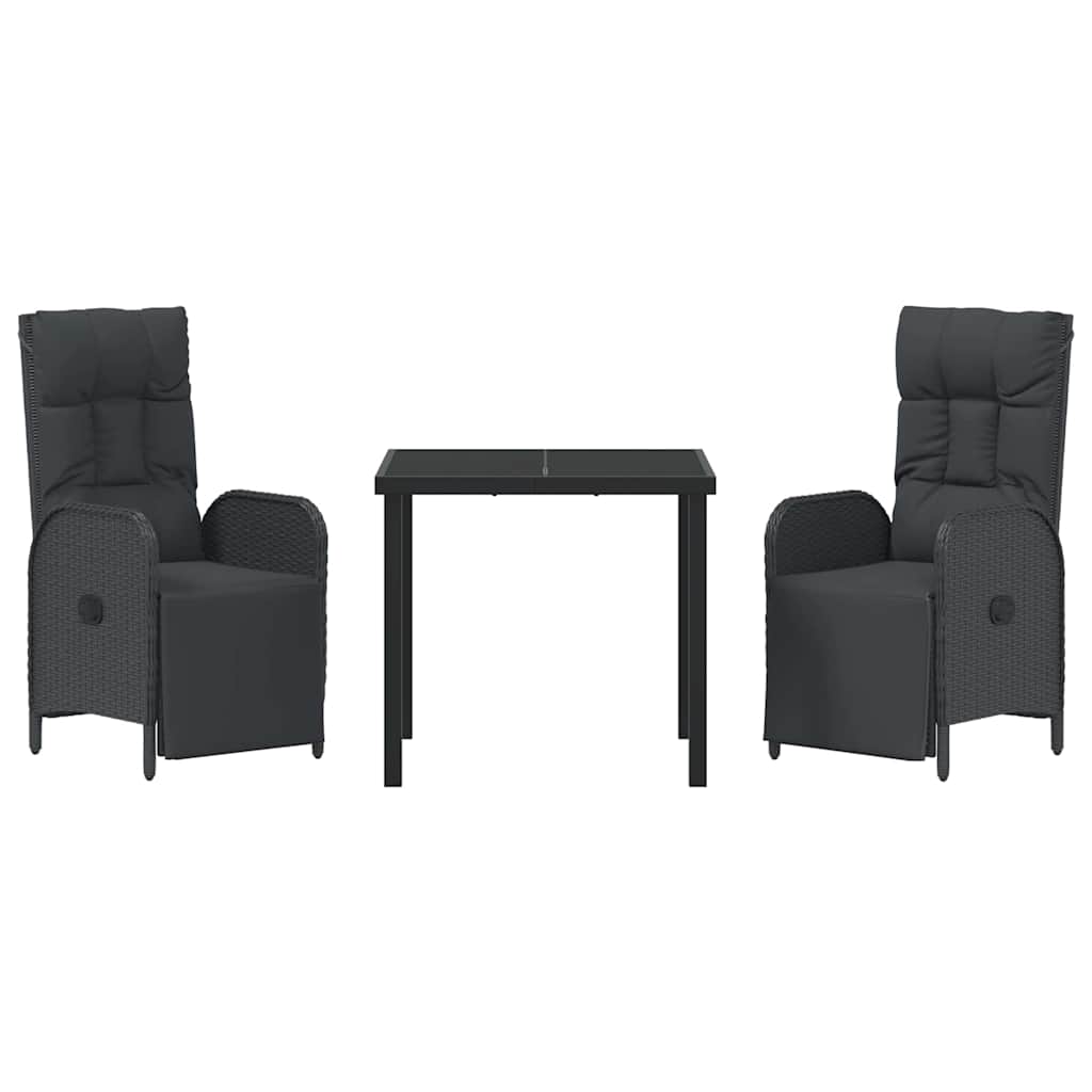 Ensemble de salle à manger pour jardin 3 pcs Noir polyrotin - XIOS
