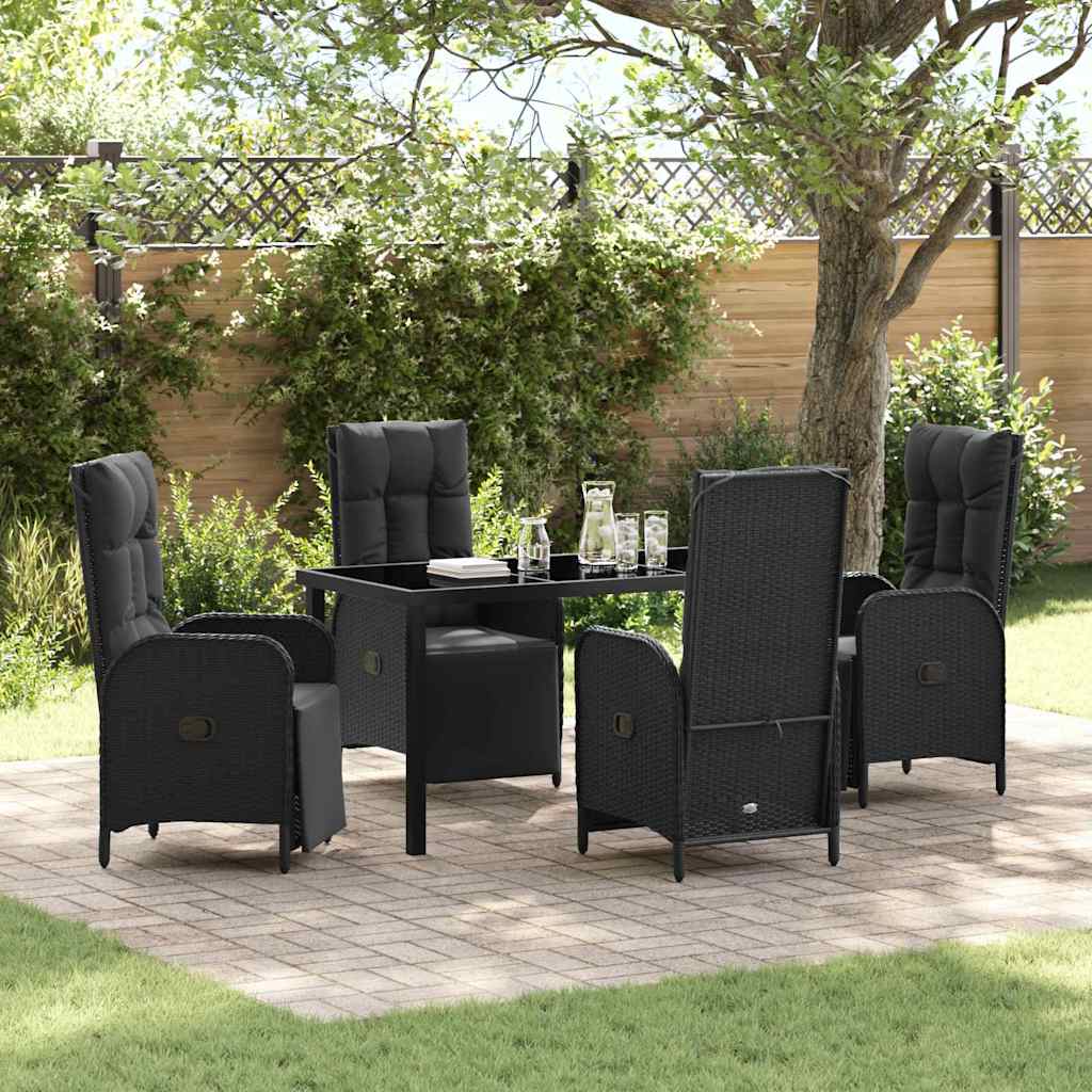 Ensemble de salle à manger pour jardin 5 pcs Noir polyrotin - XIOS