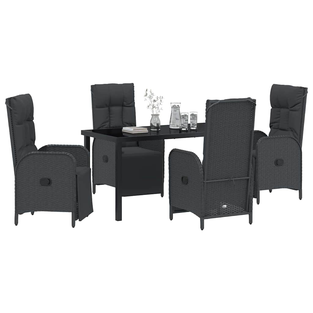 Ensemble de salle à manger pour jardin 5 pcs Noir polyrotin - XIOS