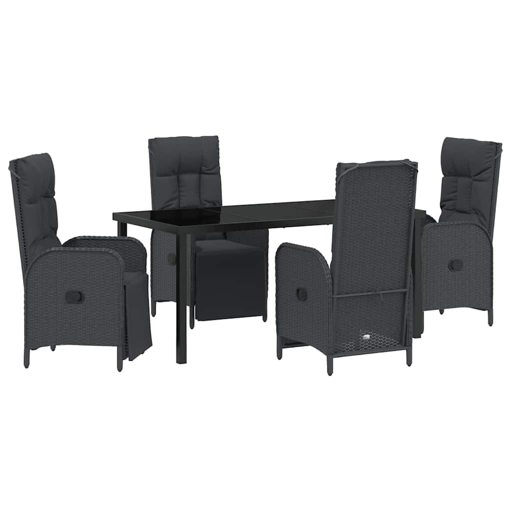 Ensemble de salle à manger pour jardin 5 pcs Noir polyrotin - XIOS