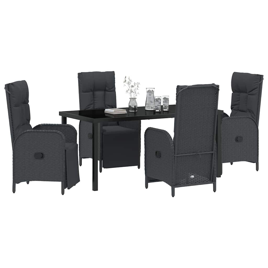 Ensemble de salle à manger pour jardin 5 pcs Noir polyrotin - XIOS