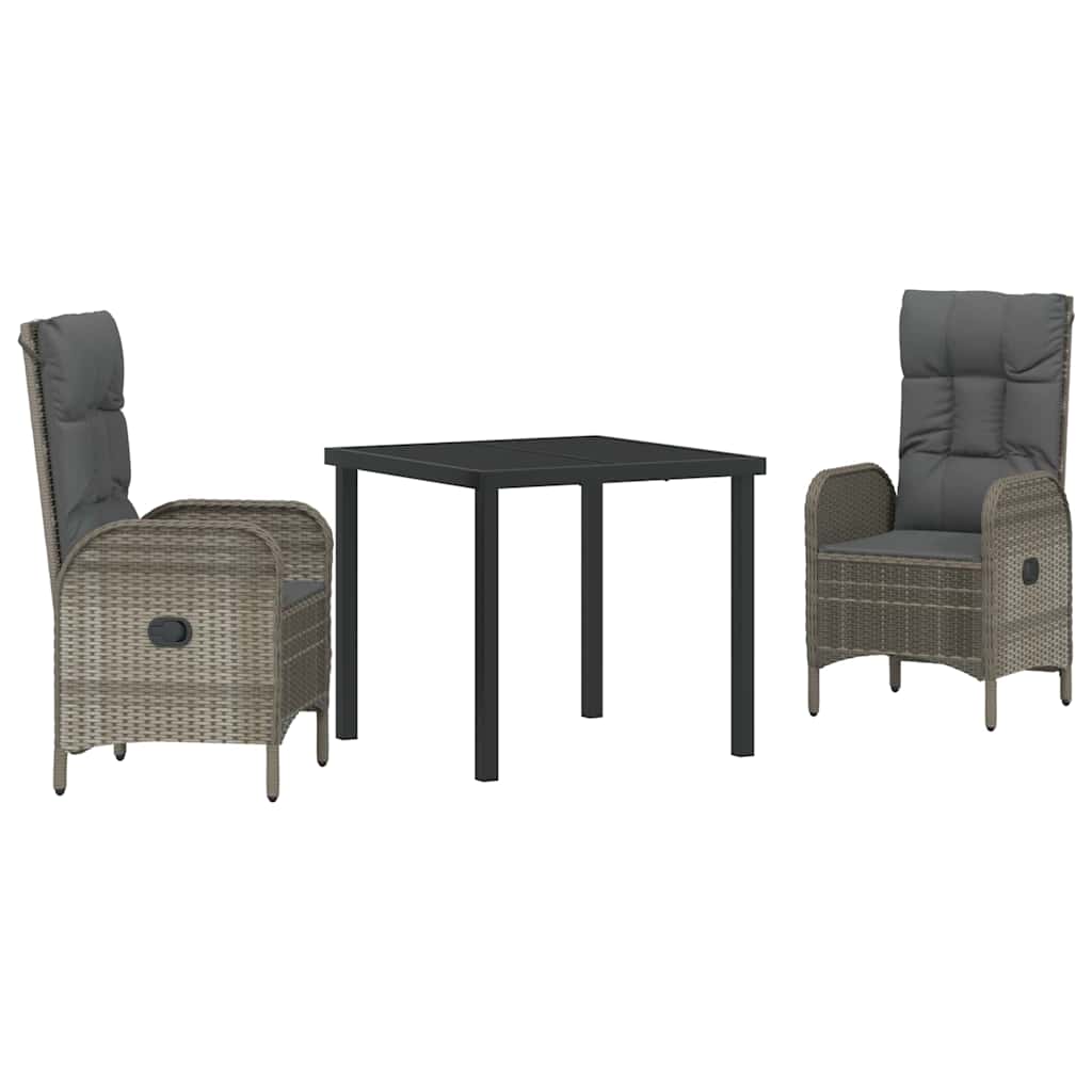 Ensemble de salle à manger pour jardin 3 pcs Gris polyrotin - XIOS