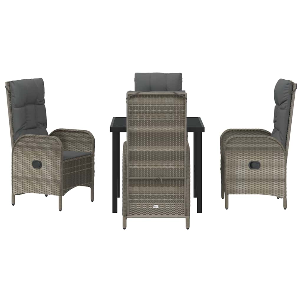 Ensemble de salle à manger pour jardin 5 pcs Gris polyrotin - XIOS