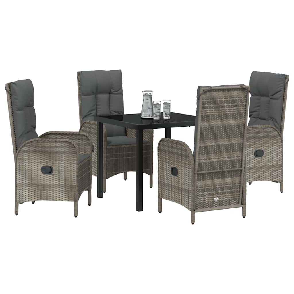 Ensemble de salle à manger pour jardin 5 pcs Gris polyrotin - XIOS