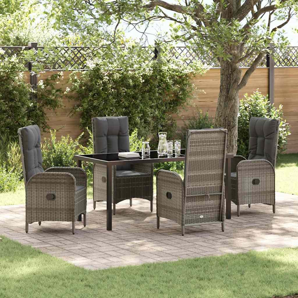 Ensemble de salle à manger pour jardin 5 pcs Gris polyrotin - XIOS