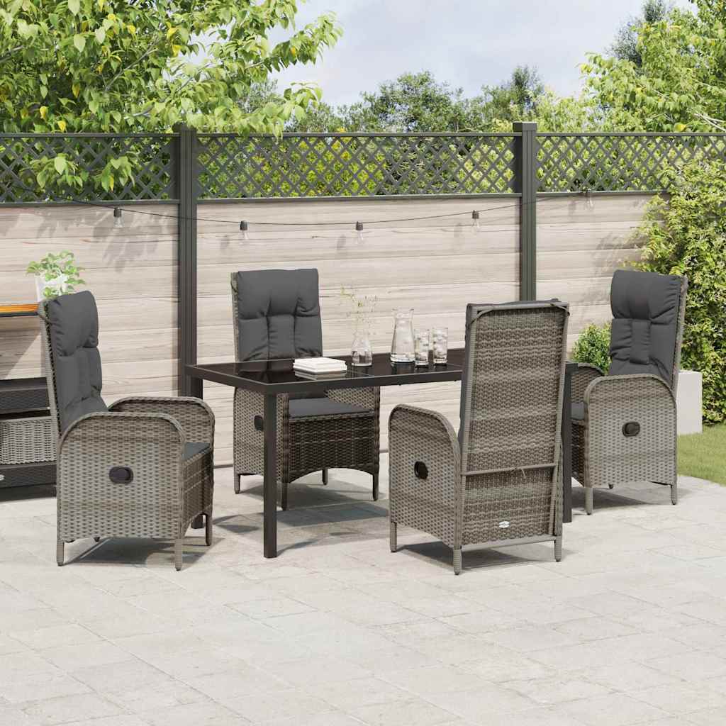Ensemble de salle à manger pour jardin 5 pcs Gris polyrotin - XIOS