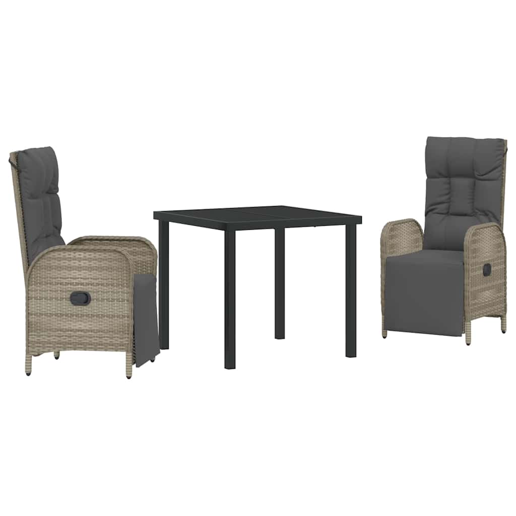 Ensemble de salle à manger pour jardin 3 pcs Gris polyrotin - XIOS