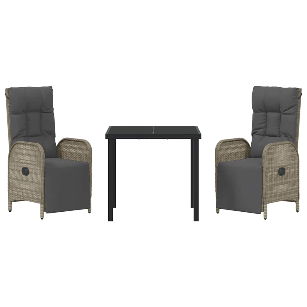 Ensemble de salle à manger pour jardin 3 pcs Gris polyrotin - XIOS