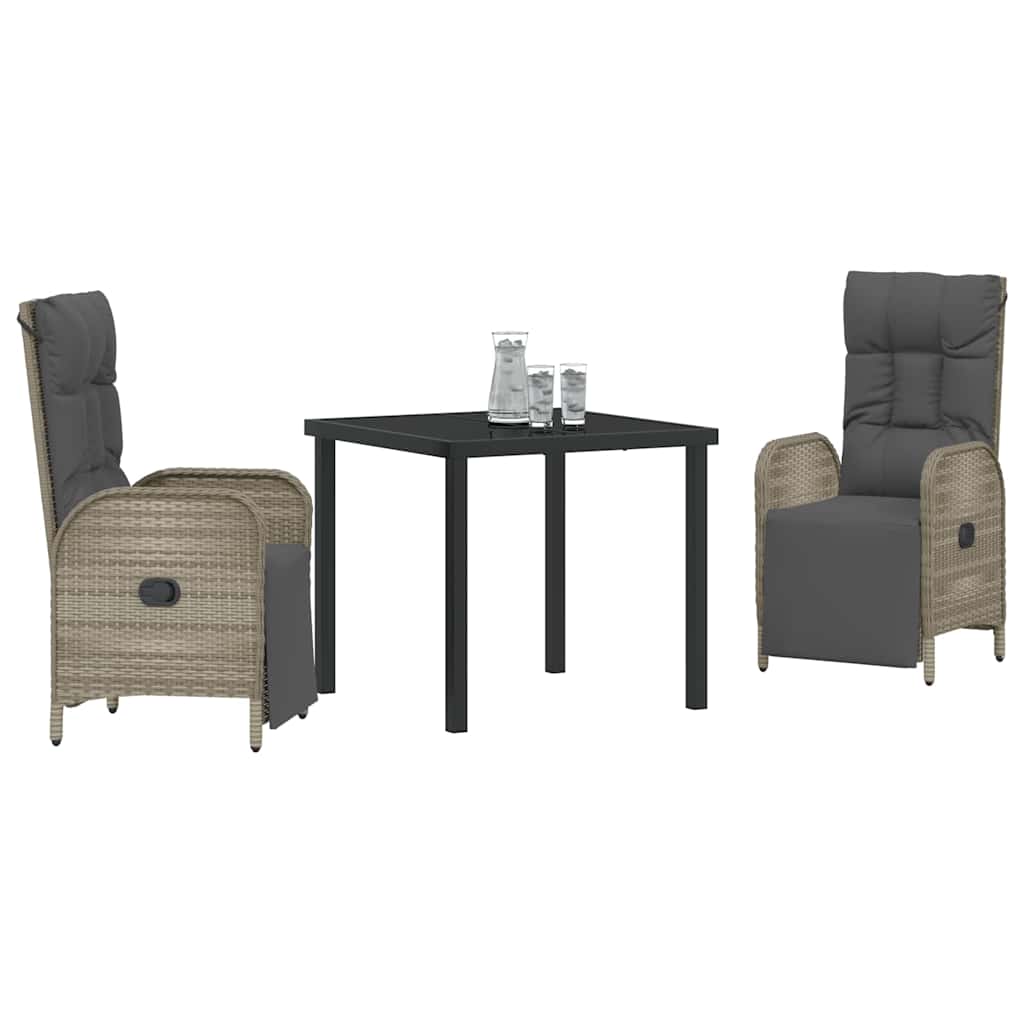Ensemble de salle à manger pour jardin 3 pcs Gris polyrotin - XIOS