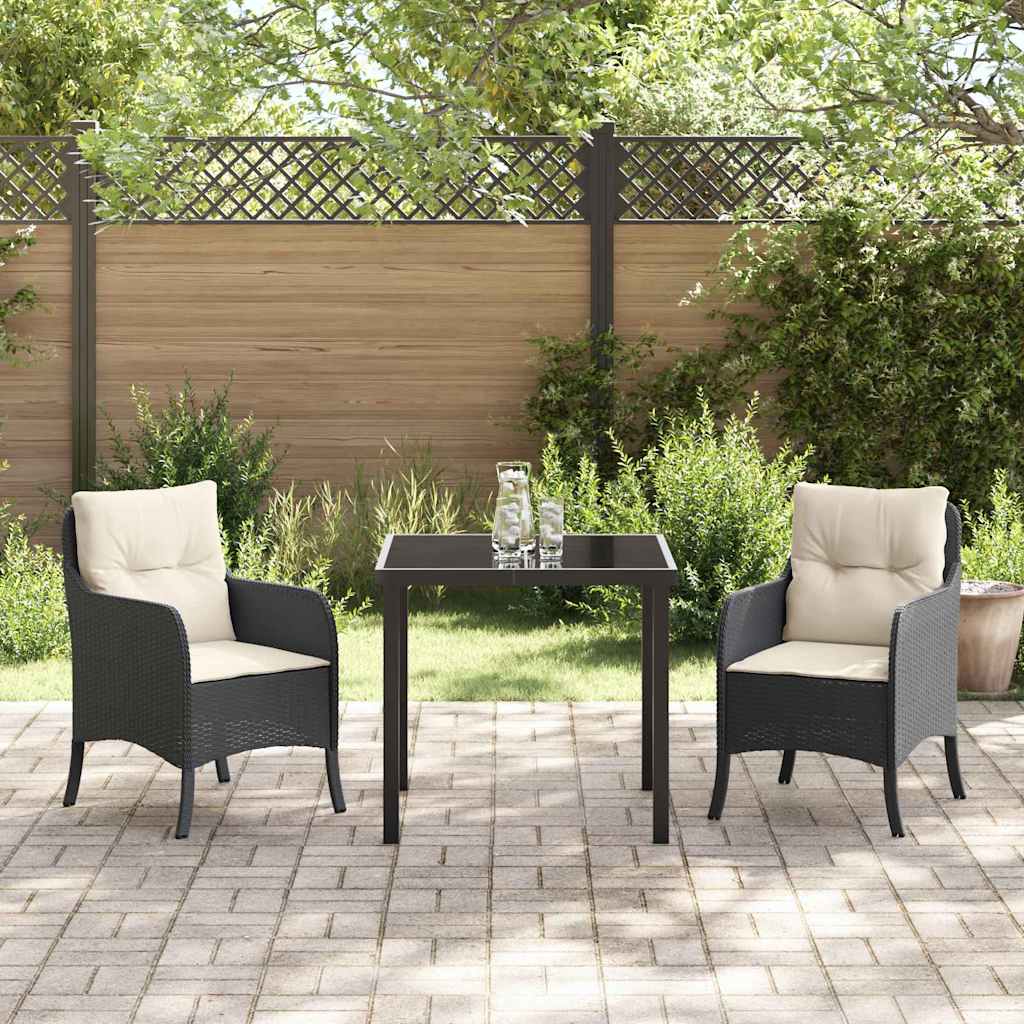 Ensemble de salle à manger pour jardin 3 pcs Noir polyrotin - XIOS