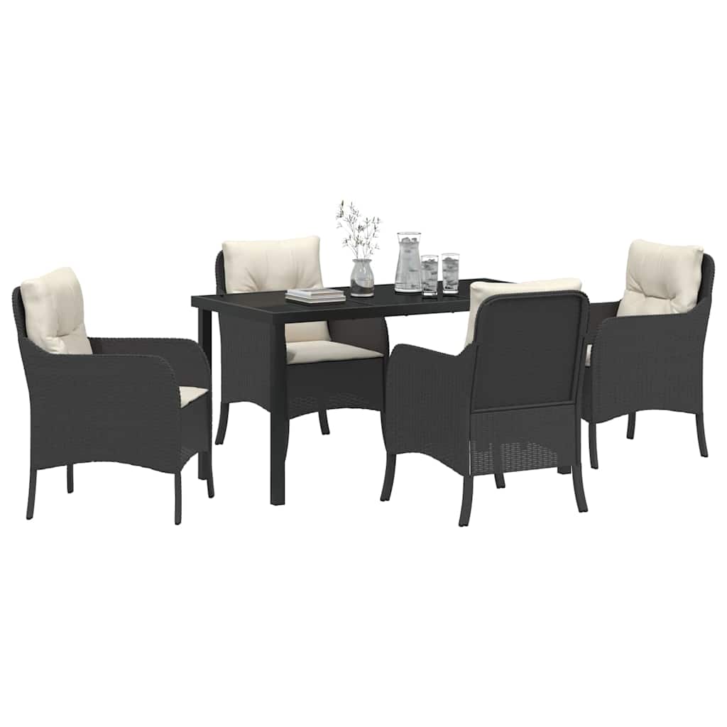 Ensemble de salle à manger pour jardin 5 pcs Noir polyrotin - XIOS