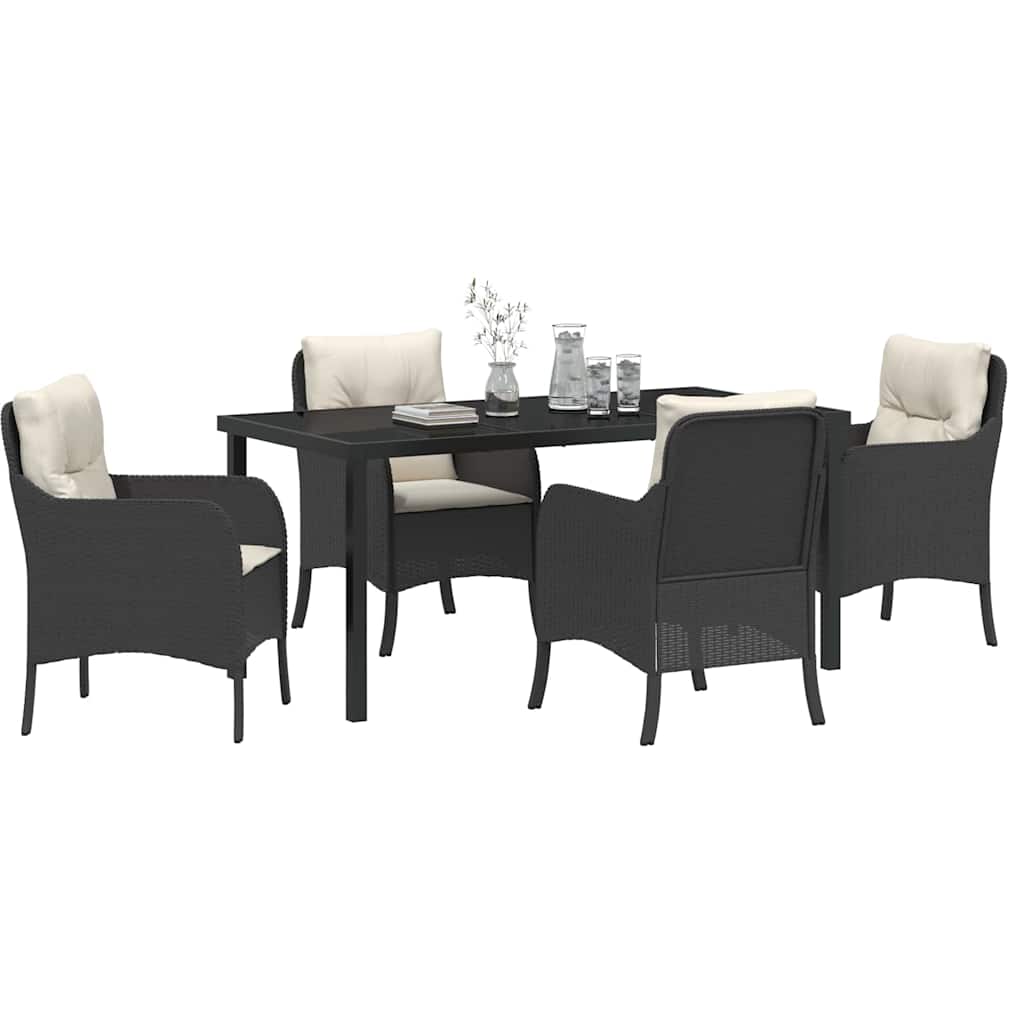 Ensemble de salle à manger pour jardin 5 pcs Noir polyrotin - XIOS