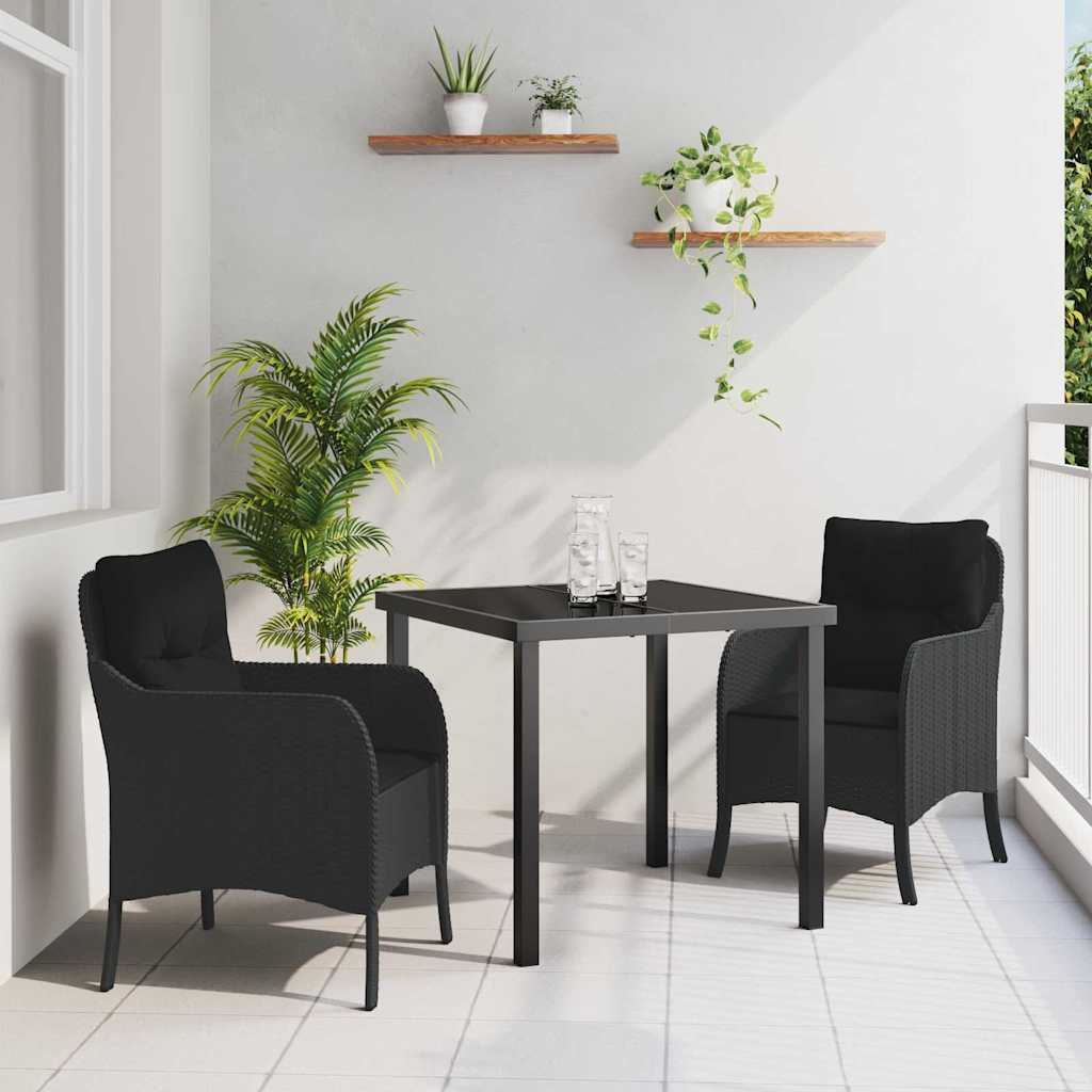 Ensemble de salle à manger pour jardin 3 pcs Noir polyrotin - XIOS