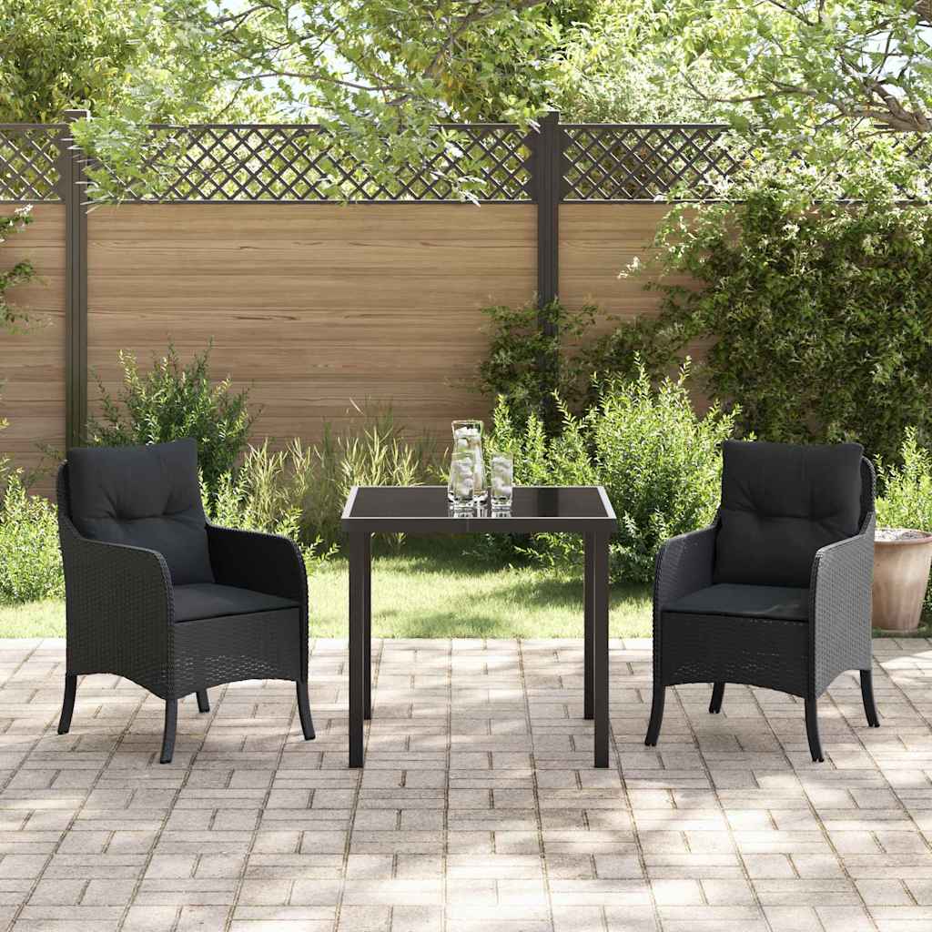 Ensemble de salle à manger pour jardin 3 pcs Noir polyrotin - XIOS