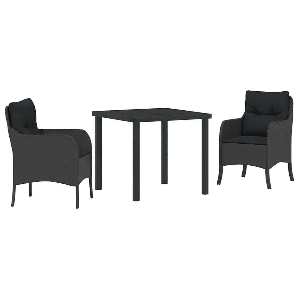 Ensemble de salle à manger pour jardin 3 pcs Noir polyrotin - XIOS
