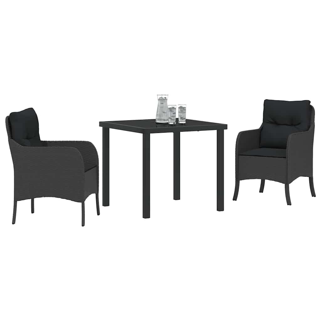 Ensemble de salle à manger pour jardin 3 pcs Noir polyrotin - XIOS