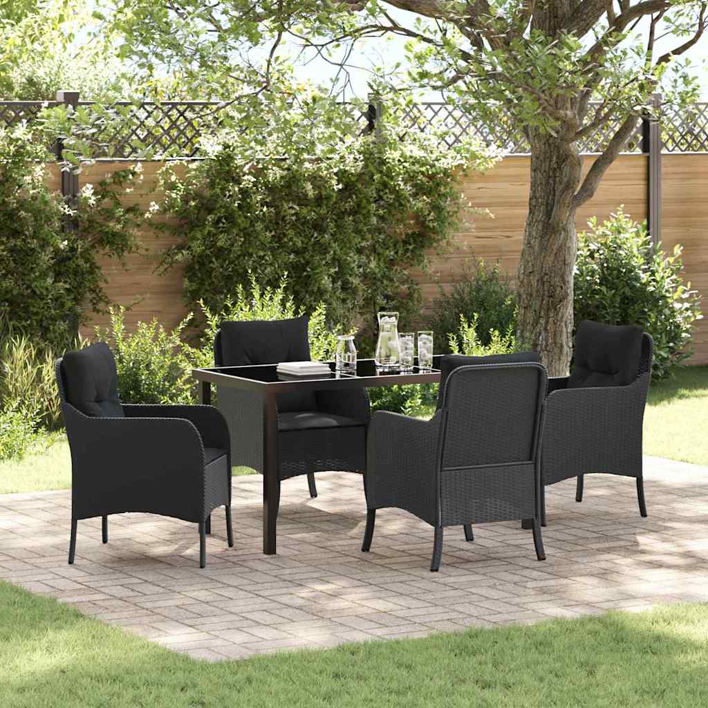 Ensemble de salle à manger pour jardin 5 pcs Noir polyrotin - XIOS