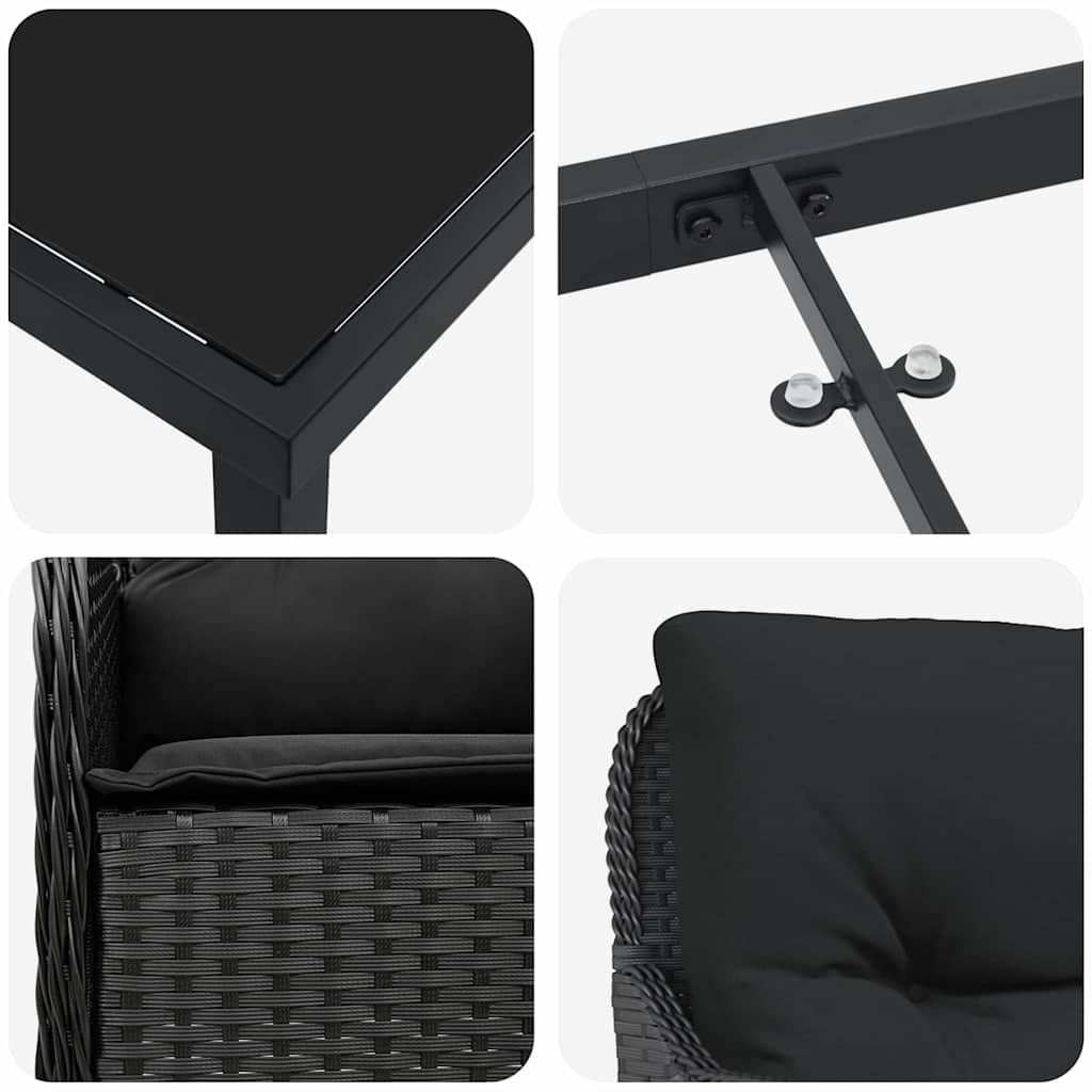 Ensemble de salle à manger pour jardin 5 pcs Noir polyrotin - XIOS