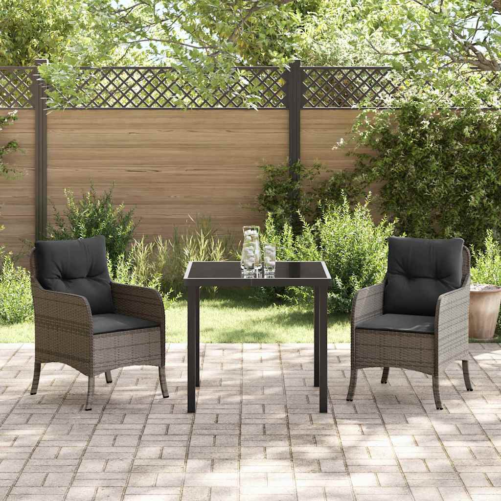 Ensemble de salle à manger pour jardin 3 pcs Gris polyrotin - XIOS