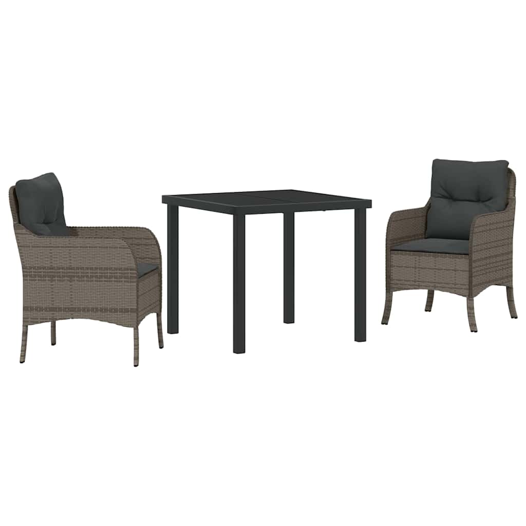 Ensemble de salle à manger pour jardin 3 pcs Gris polyrotin - XIOS