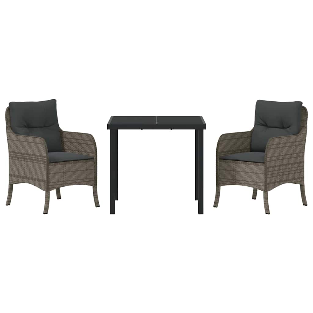 Ensemble de salle à manger pour jardin 3 pcs Gris polyrotin - XIOS