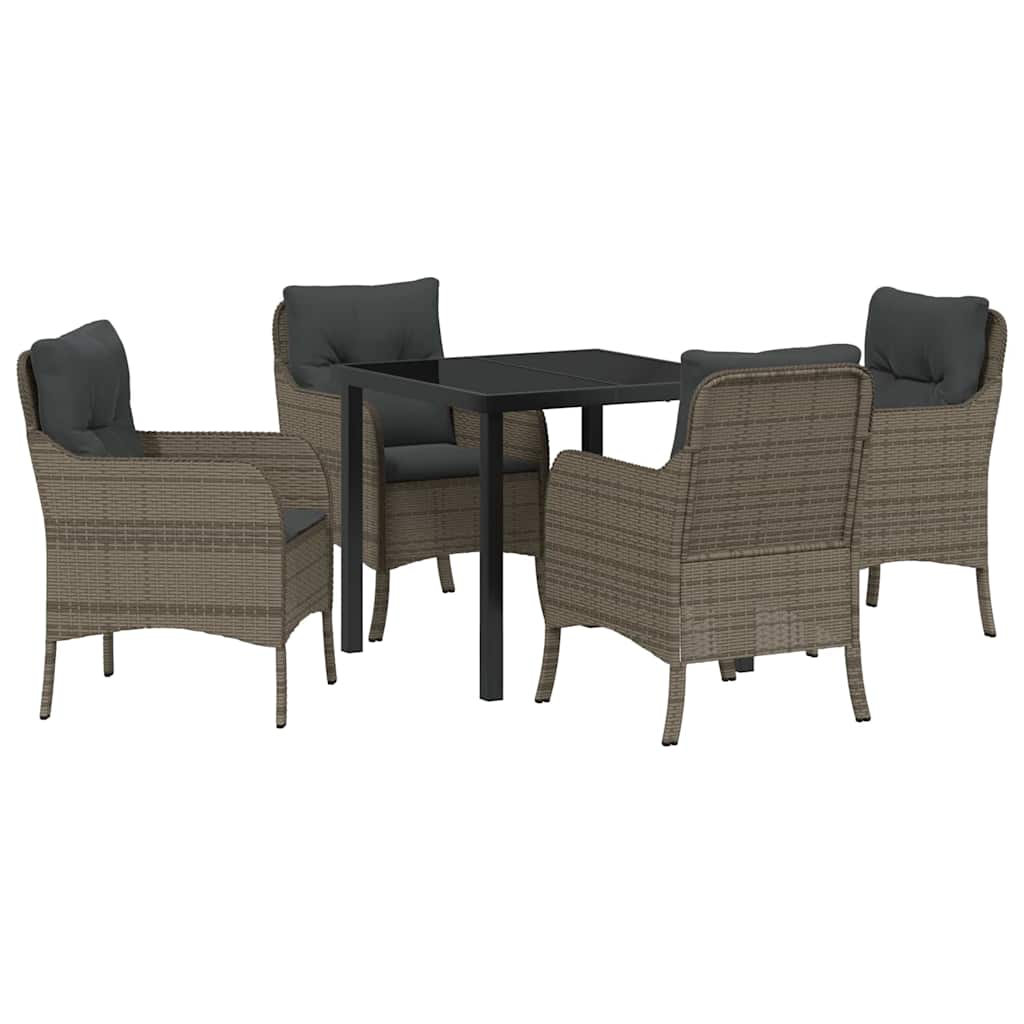Ensemble de salle à manger pour jardin 5 pcs Gris polyrotin - XIOS