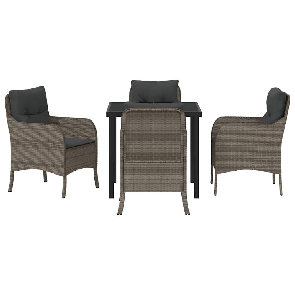 Ensemble de salle à manger pour jardin 5 pcs Gris polyrotin - XIOS