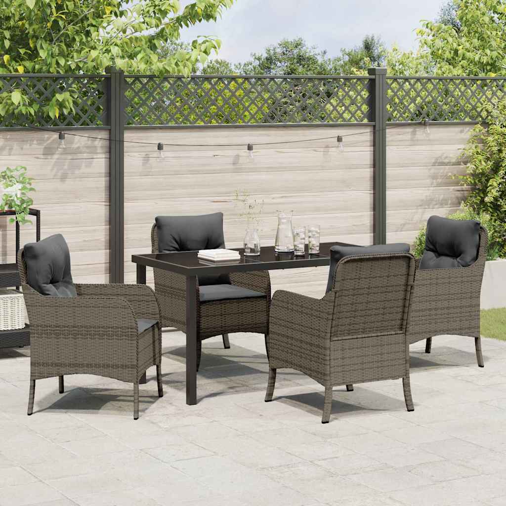 Ensemble de salle à manger pour jardin 5 pcs Gris polyrotin - XIOS