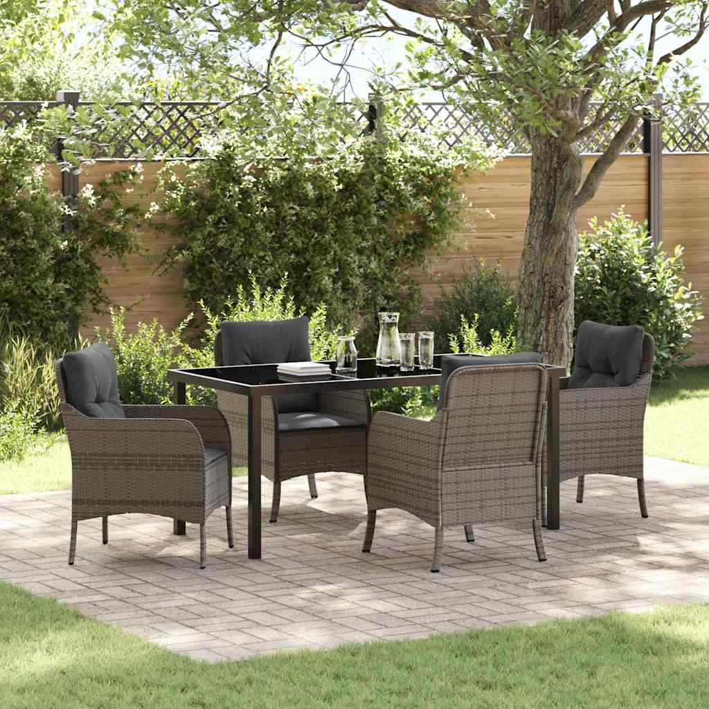 Ensemble de salle à manger pour jardin 5 pcs Gris polyrotin - XIOS