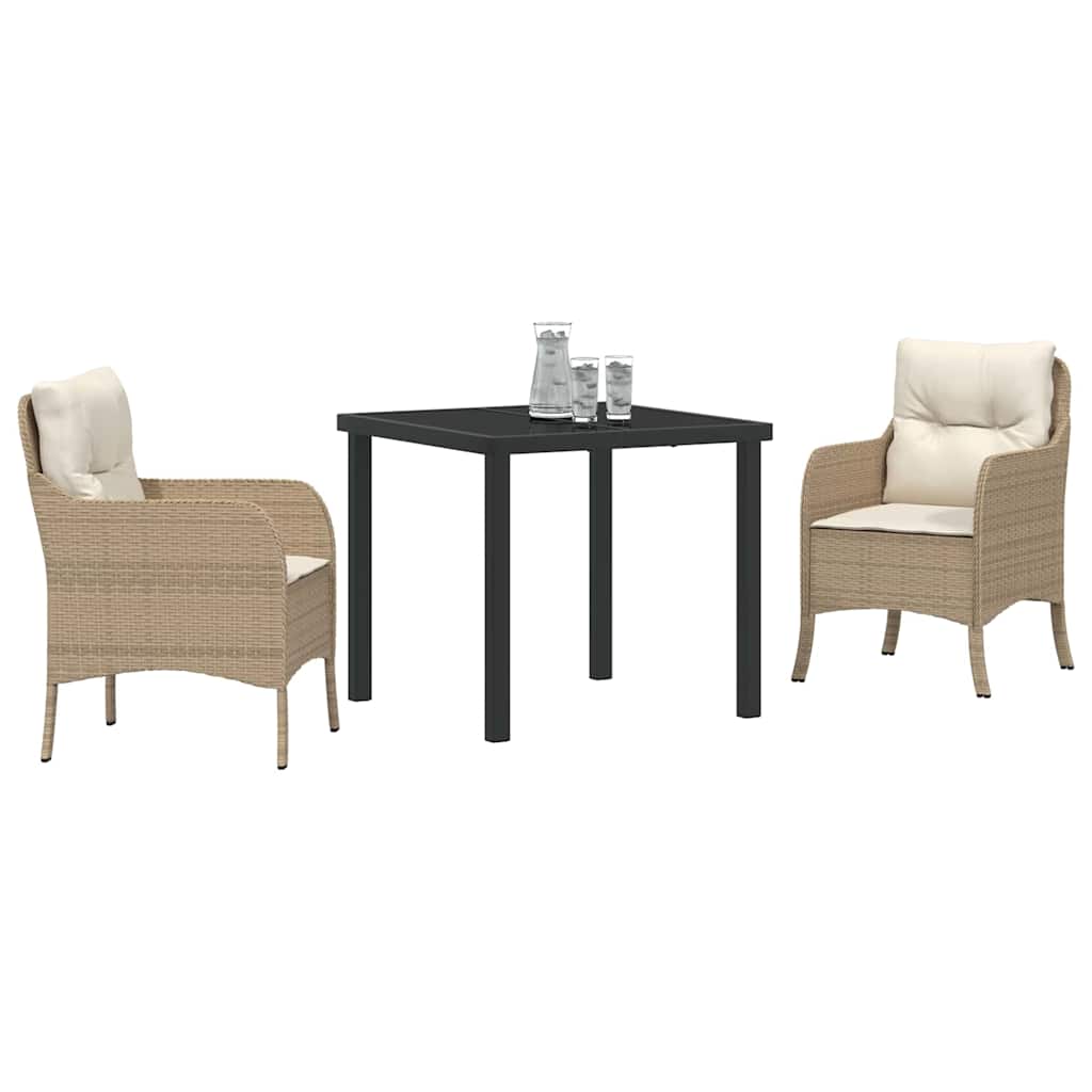 Ensemble de salle à manger pour jardin 3 pcs Beige polyrotin - XIOS