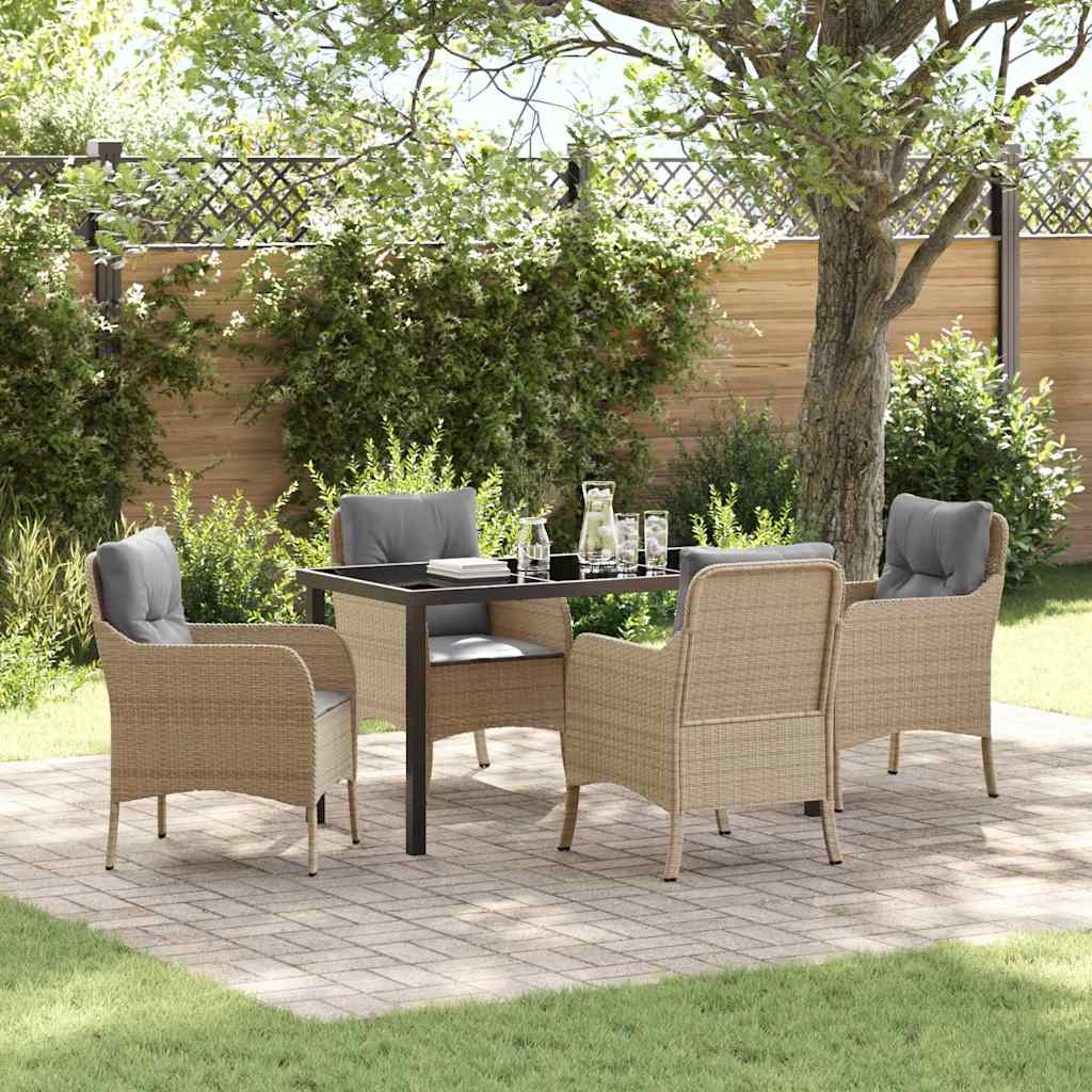 Ensemble de salle à manger pour jardin 5 pcs Beige polyrotin - XIOS