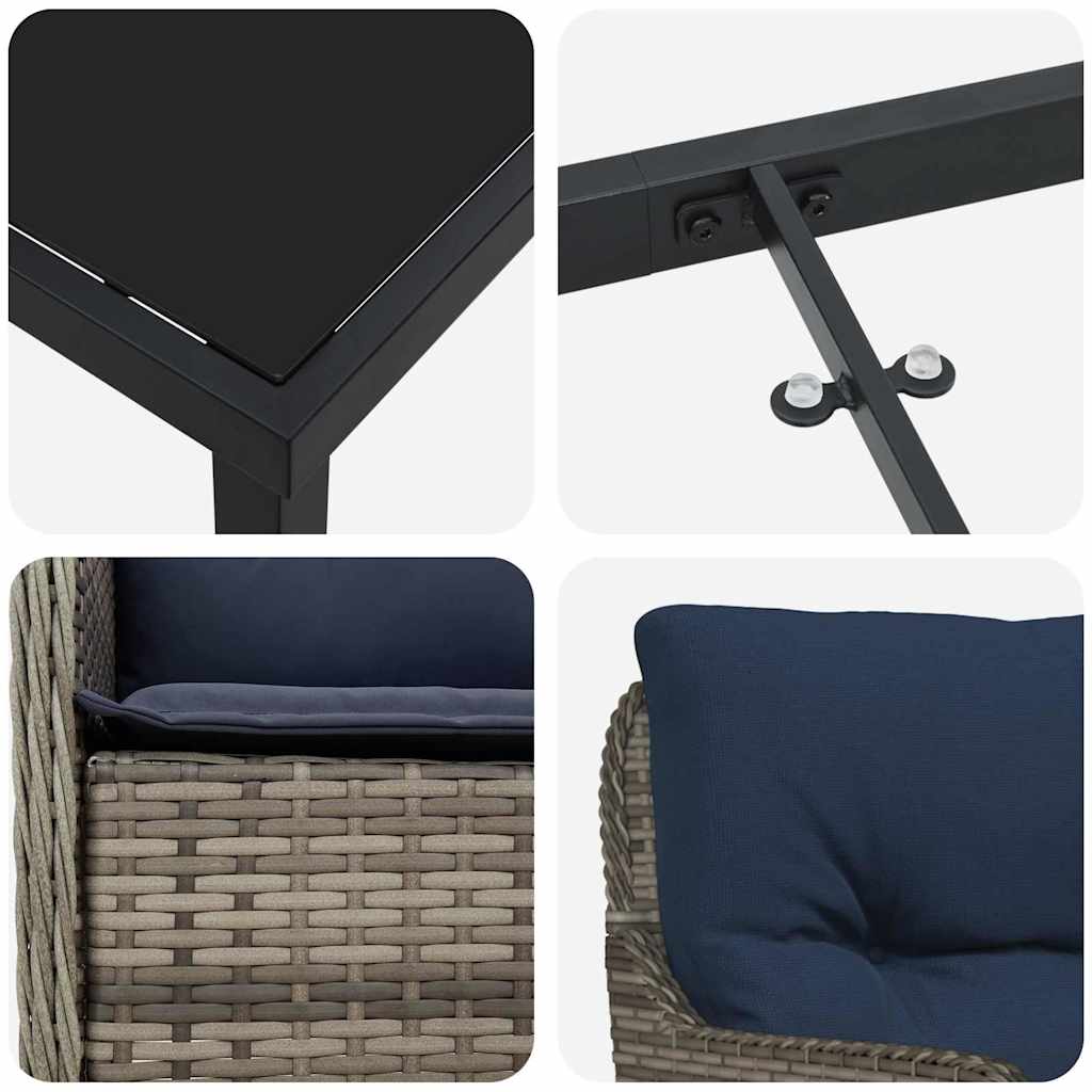 Ensemble de salle à manger pour jardin 3 pcs Gris polyrotin - XIOS