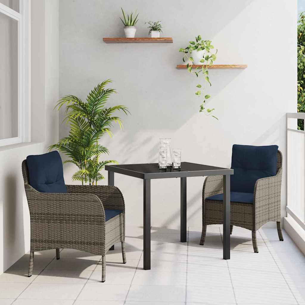Ensemble de salle à manger pour jardin 3 pcs Gris polyrotin - XIOS