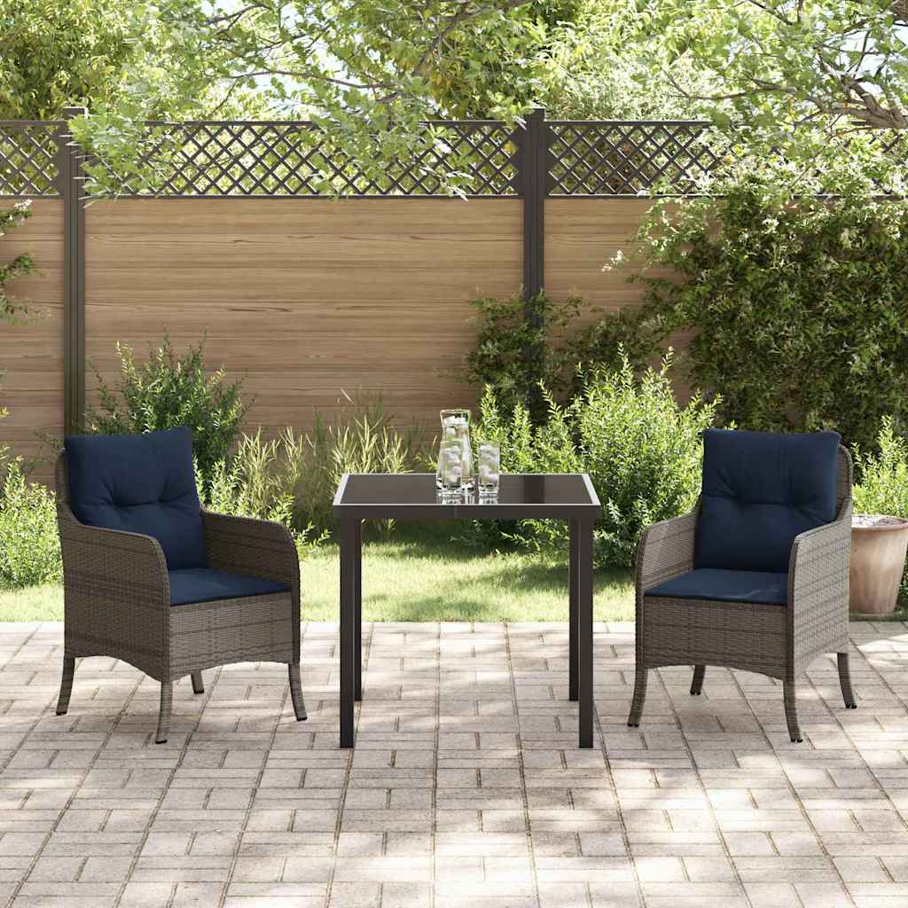 Ensemble de salle à manger pour jardin 3 pcs Gris polyrotin - XIOS
