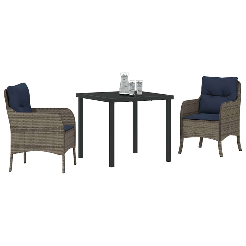 Ensemble de salle à manger pour jardin 3 pcs Gris polyrotin - XIOS