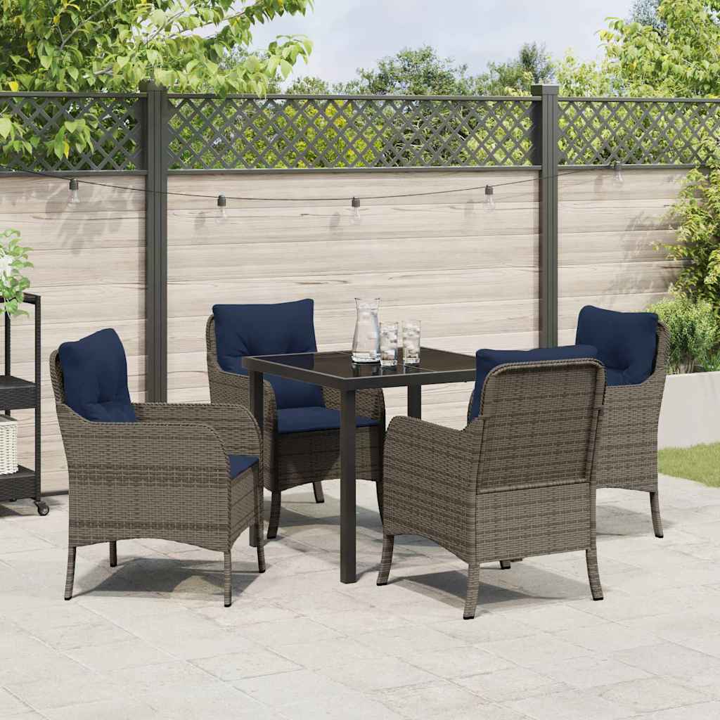 Ensemble de salle à manger pour jardin 5 pcs Gris polyrotin - XIOS