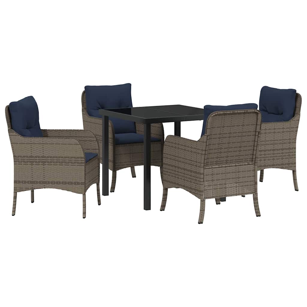 Ensemble de salle à manger pour jardin 5 pcs Gris polyrotin - XIOS