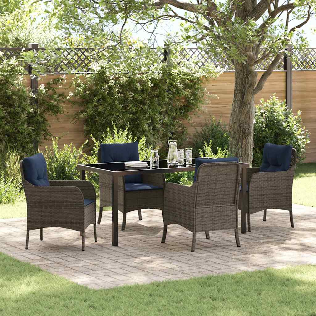 Ensemble de salle à manger pour jardin 5 pcs Gris polyrotin - XIOS